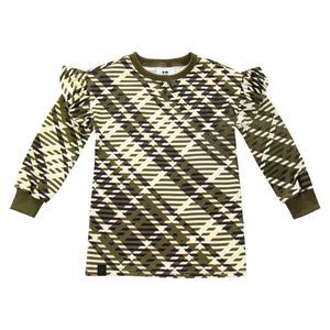 Omamimini Girls Plaid Ruffle Terry Dress